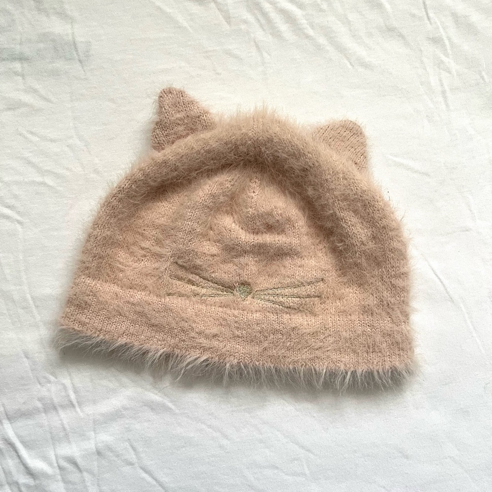 Fuzzy cat beanie